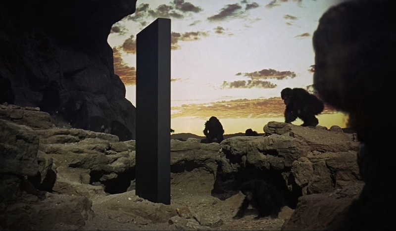 In the film of Stanley Kubrick 2001: A Space Odyssey, monkeys become human in contact with a mysterious black monolith planted in the desert. The idea has remained