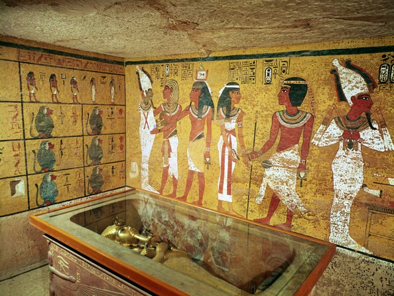 The funerary chamber of Tutankhamun, in the valley of the Kings, in Egypt.