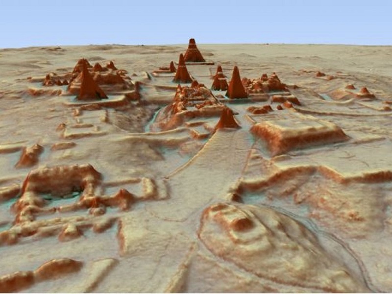 3D rendering of the Tikal site, where an unknown pyramid was revealed.